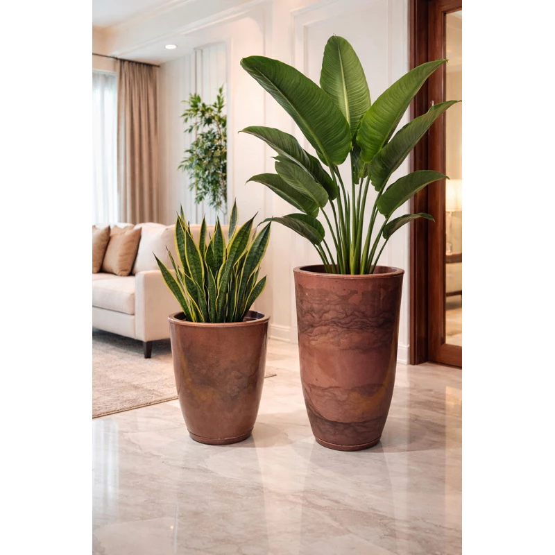 Kit 2 Vasos de Plantas Decorativo Marmorizado
